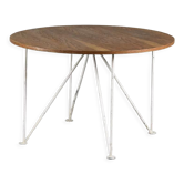 Round table in metal and wood, France, circa 1950