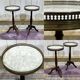 Pair of Louis XVI style mahogany side tables with marble tops