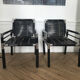PAIR OF BAMBOO AND CHROME ARMCHAIRS, 1970's
