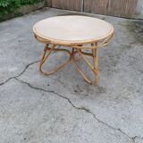 Table basse en rotin vintage
