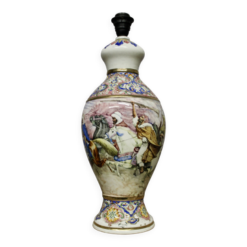 Ceramic lamp with oriental decoration and signature
