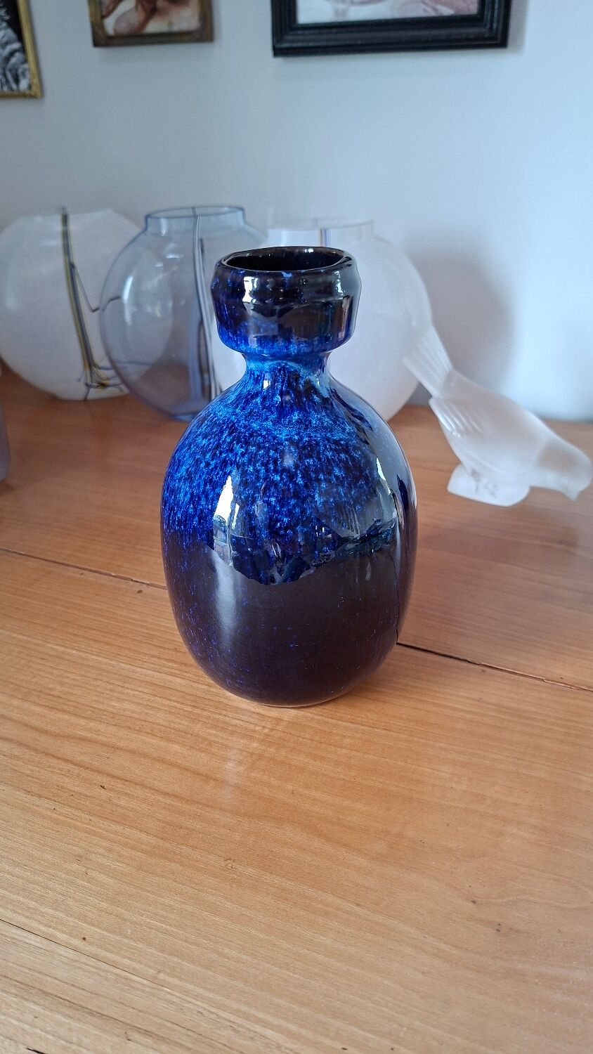 Vintage Blue Ceramic Vase by Jie in Sweden