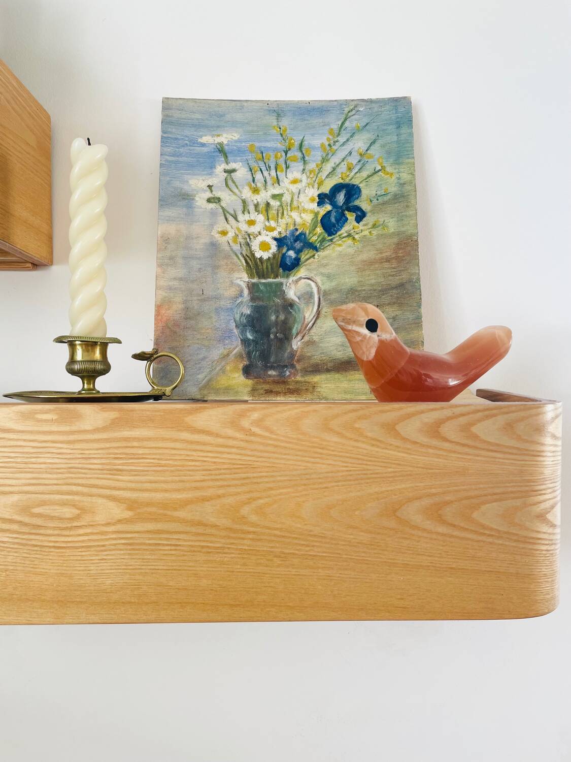 Vintage painting bouquet of flowers daisies irises