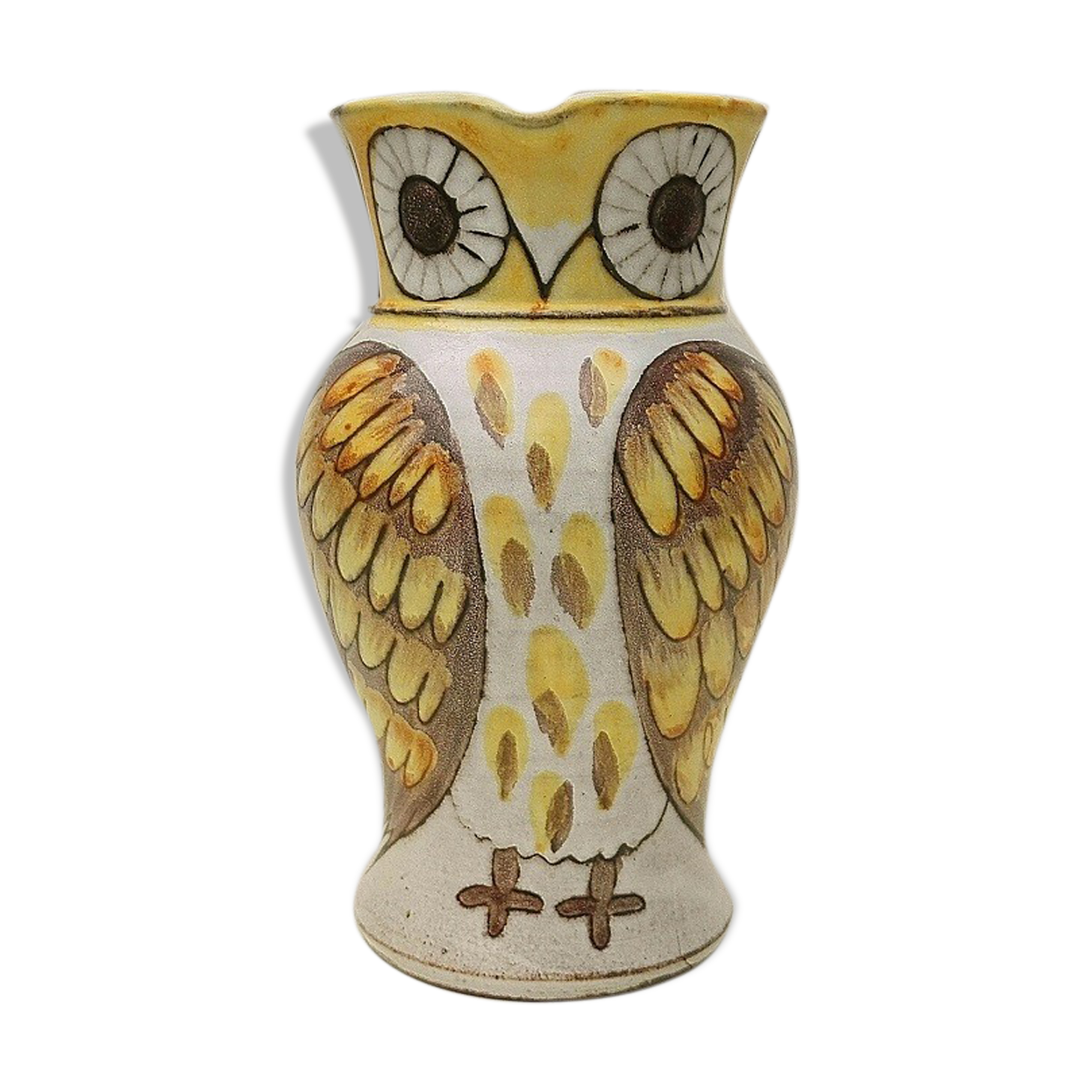 Zoomorphic ceramic owl pitcher signed owl