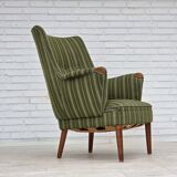 1960s, Danish armchair, green furniture wool, teak wood.