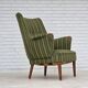 1960s, Danish armchair, green furniture wool, teak wood.