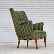 1960s, Danish armchair, green furniture wool, teak wood.