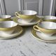 Set of 6 cups and textured yellow sub-cups digoin sarreguemines 50s