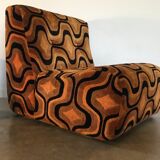 Vintage 1970s orange geometric patterned space-age armchair