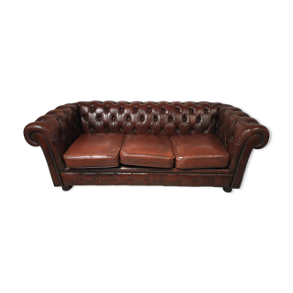 Sofas chesterfield brown leather 3 places