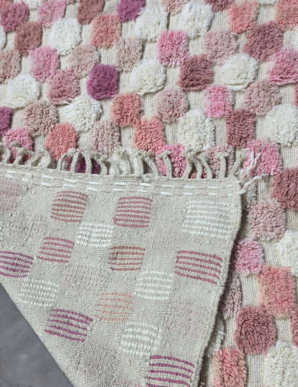 Tapis Berbère Rose à Damier texturé - 287 x 245 cm