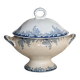 Vintage soup tureen, ironstone, Saint Amand Hamage Nord, Platane blue model.