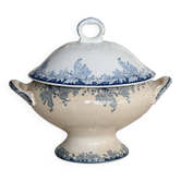 Soupière vintage terre de fer Saint Amand Hamage Nord modèle Platane bleu