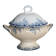 Vintage soup tureen, ironstone, Saint Amand Hamage Nord, Platane blue model.