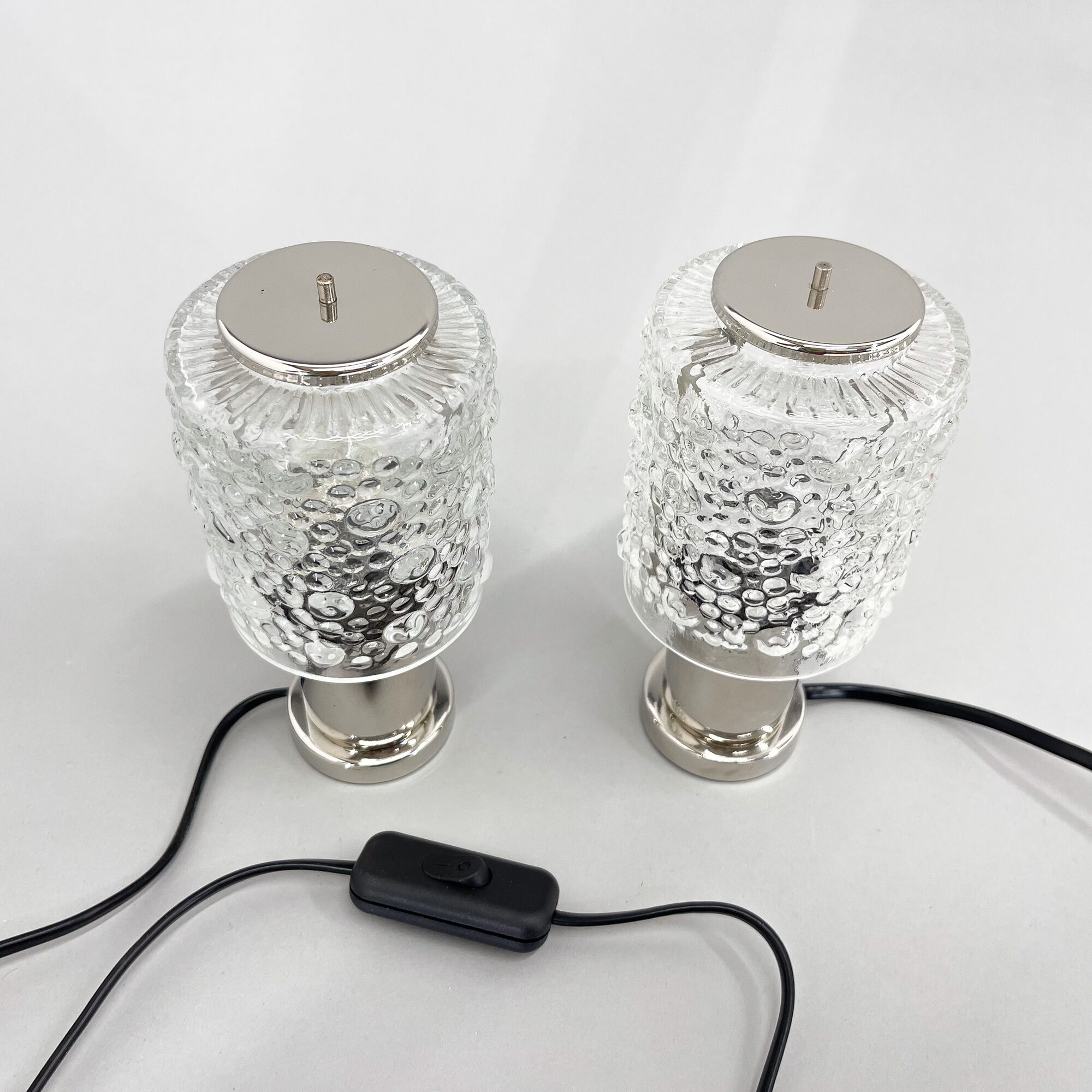 Pair of Mid-Century Chrome Table  Lamps, Kamenicky Senov, 1960's