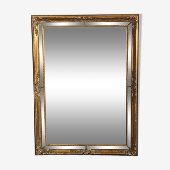 Louis XV style beaded mirror in gilded wood 115x85 cm
