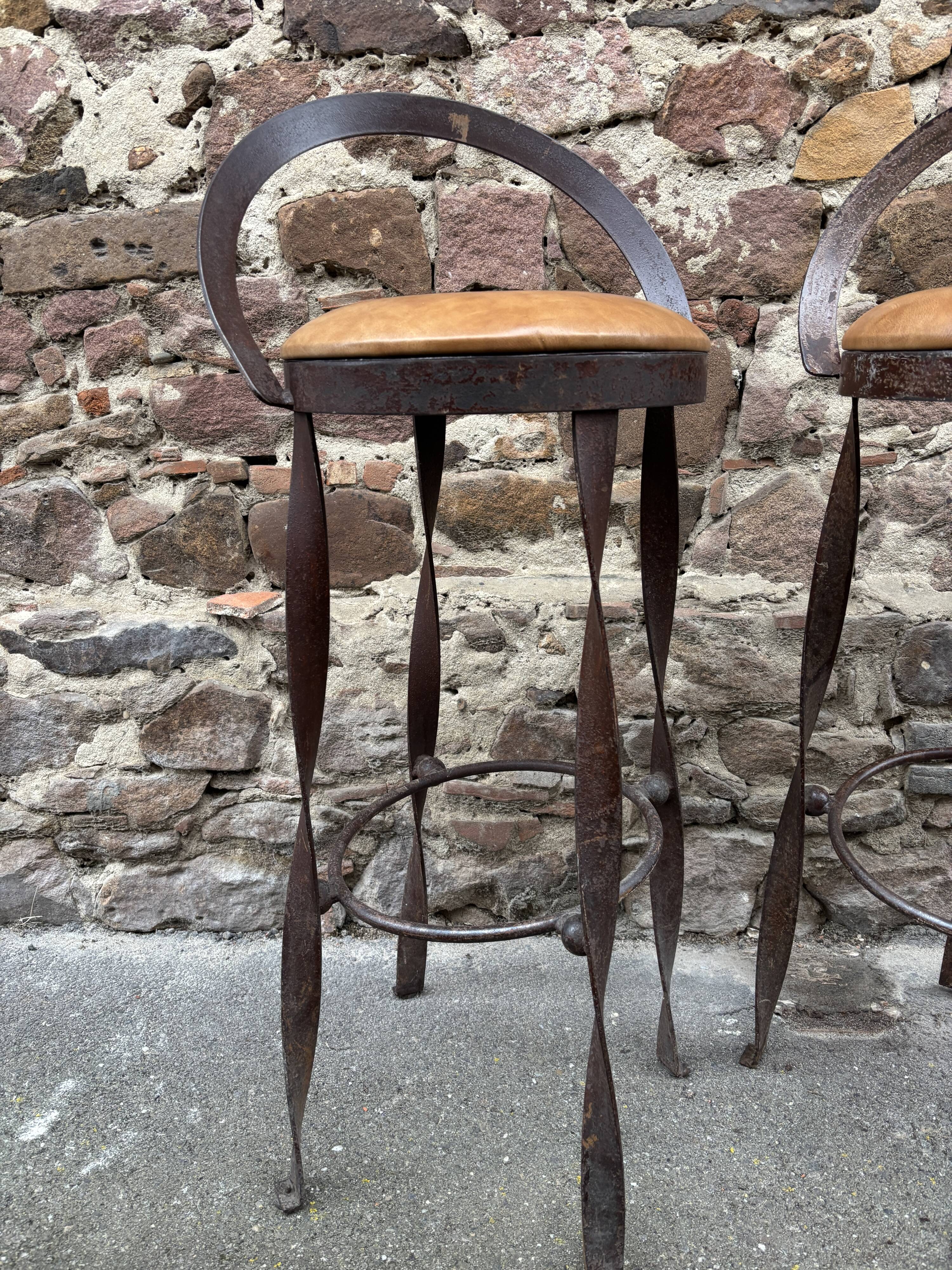 Set of 4 bar stools restaurant pub tavern metal 1970s