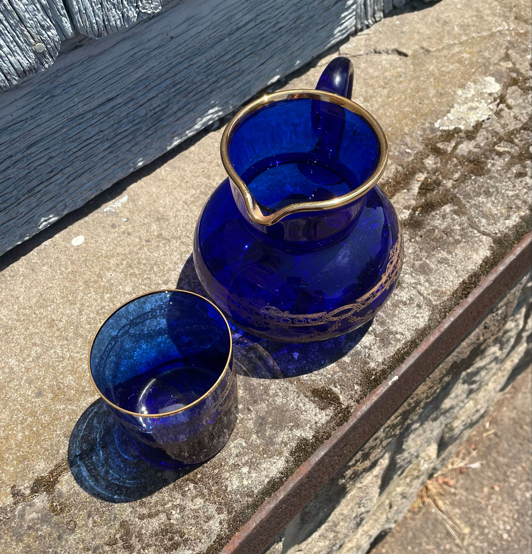 Service pichet De Nuit Bleu Verre