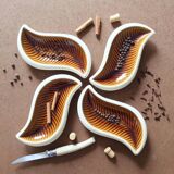 4 dishes Verceram vintage leaves