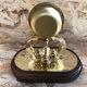 Old clock pendulum 400 days schatz gold metal + bell vintage glass