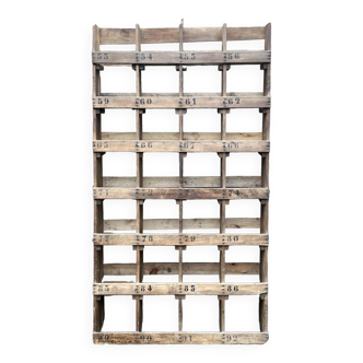 Storage unit with 28 lockers in solid wood, unique piece