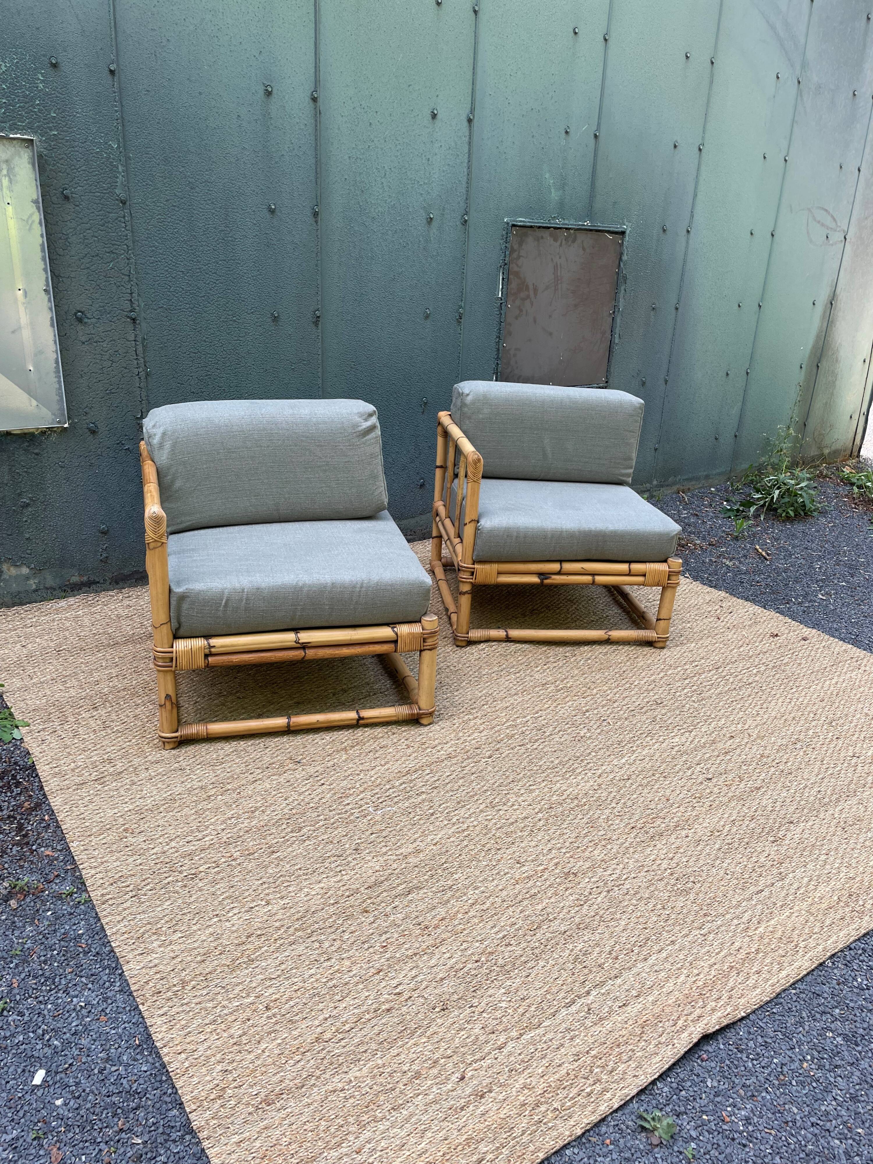 Paire de fauteuils en rotin vintage