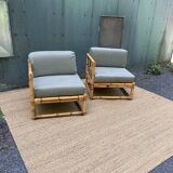 Paire de fauteuils en rotin vintage