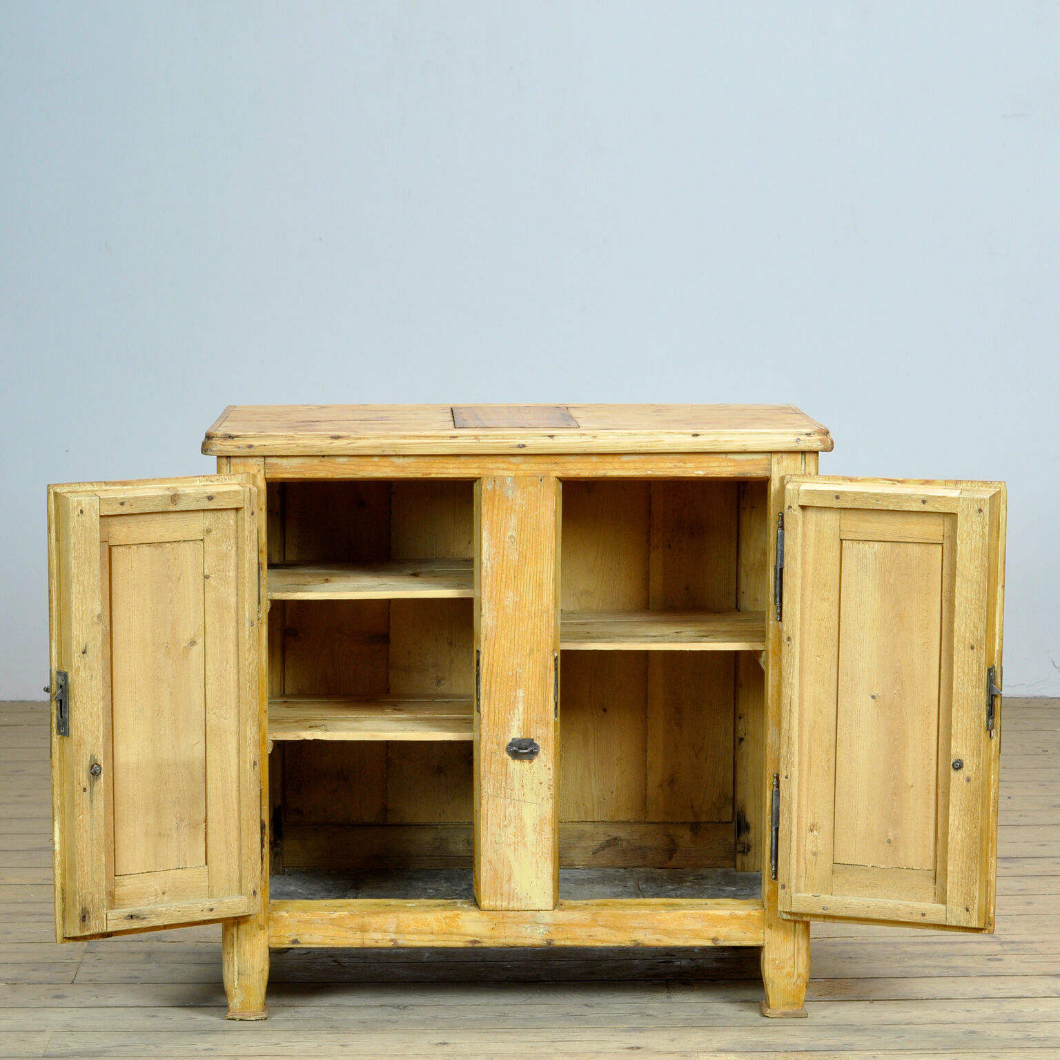 Rustic european pine ice cabinet, circa 1910