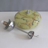 Suspension Art Déco, marbrée avec suspension chromée, années 1930