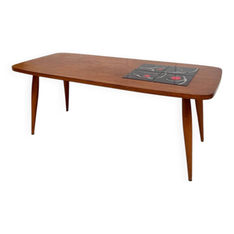 Teak and ceramic coffee table
