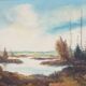 Painting „The Autumn Pond”, Scandinavian design, 1970s