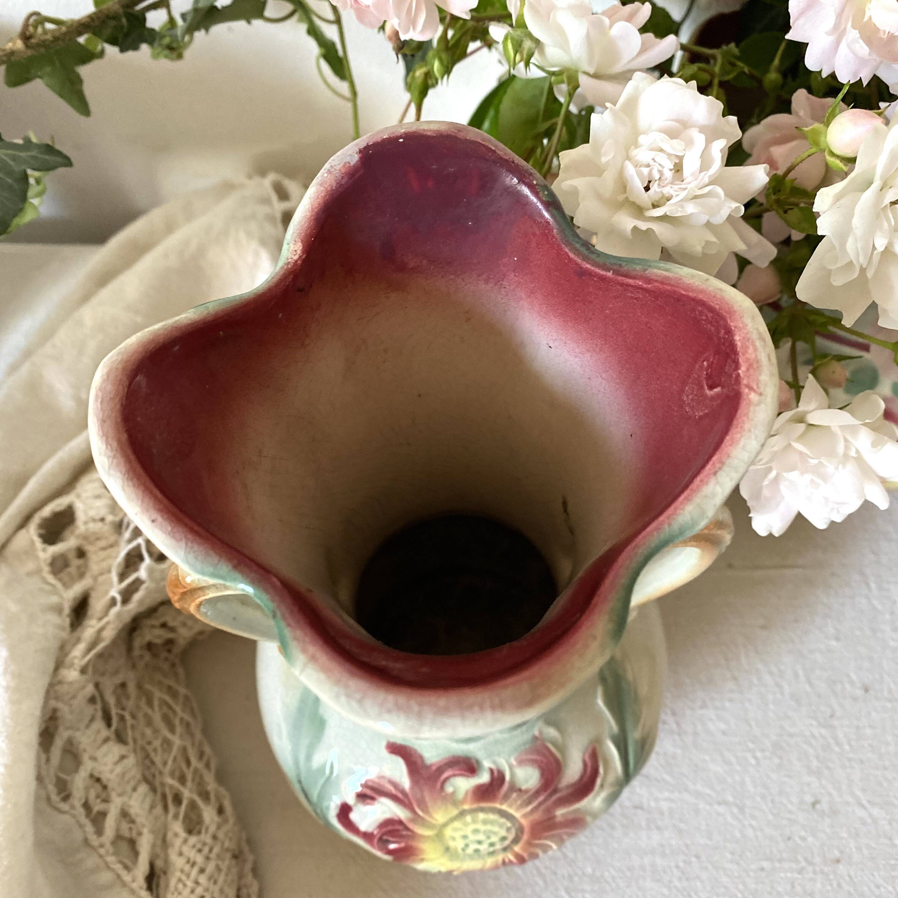 Art Nouveau slip vases, old fireplace decoration