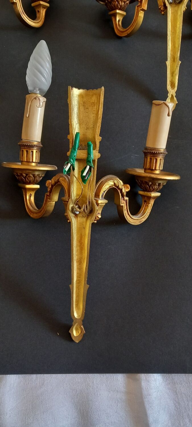 3 appliques murale bronze doré