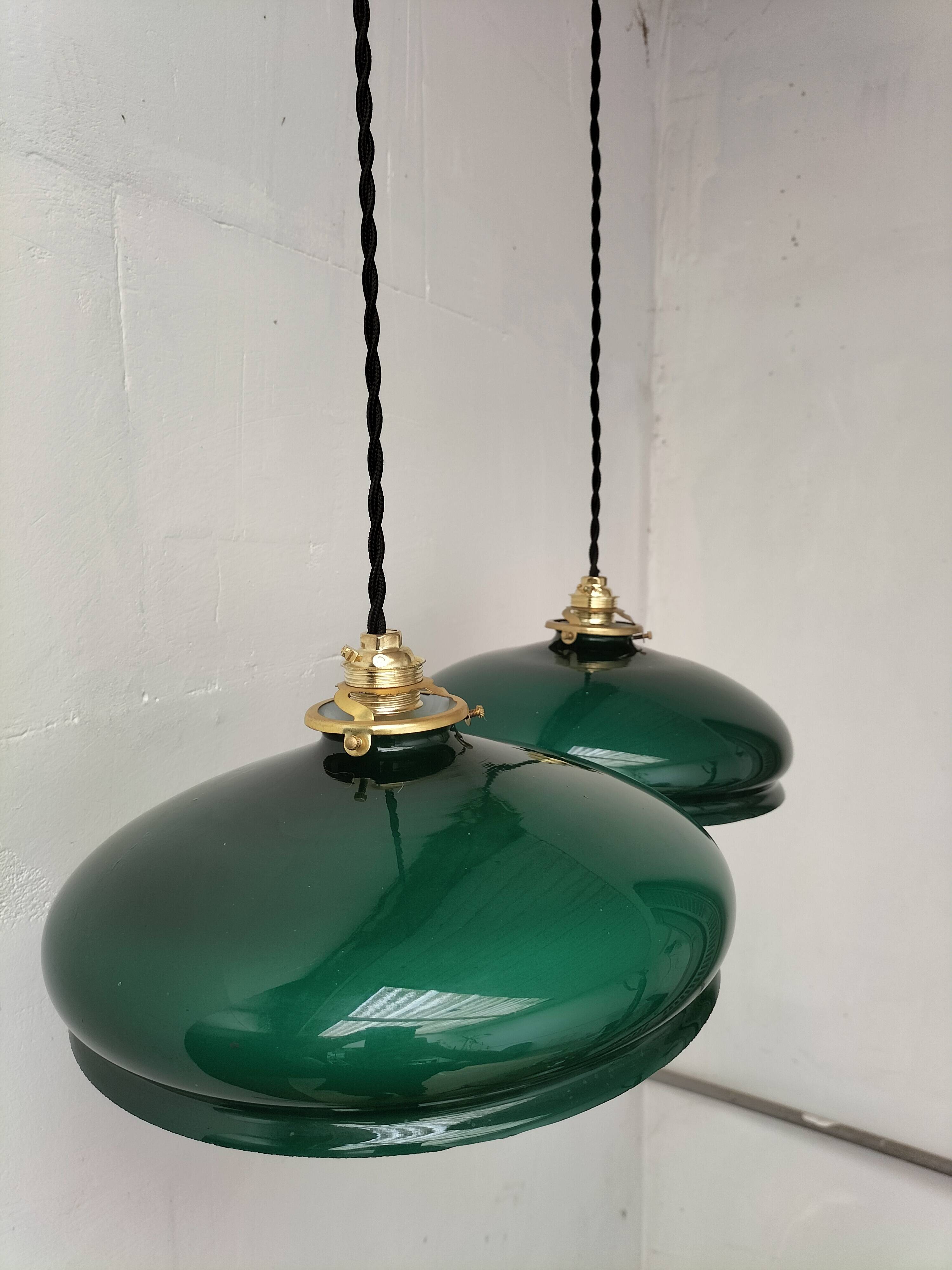 Green opaline pendant lights