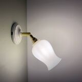 Vintage tulip wall lamp in white opaline