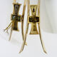 Pair of brass wall sconces and double tube in white opaline 1960