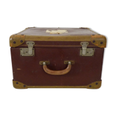 Antique travel trunk made of wood cardboard leather or imitation. voltima brand. year 40 50