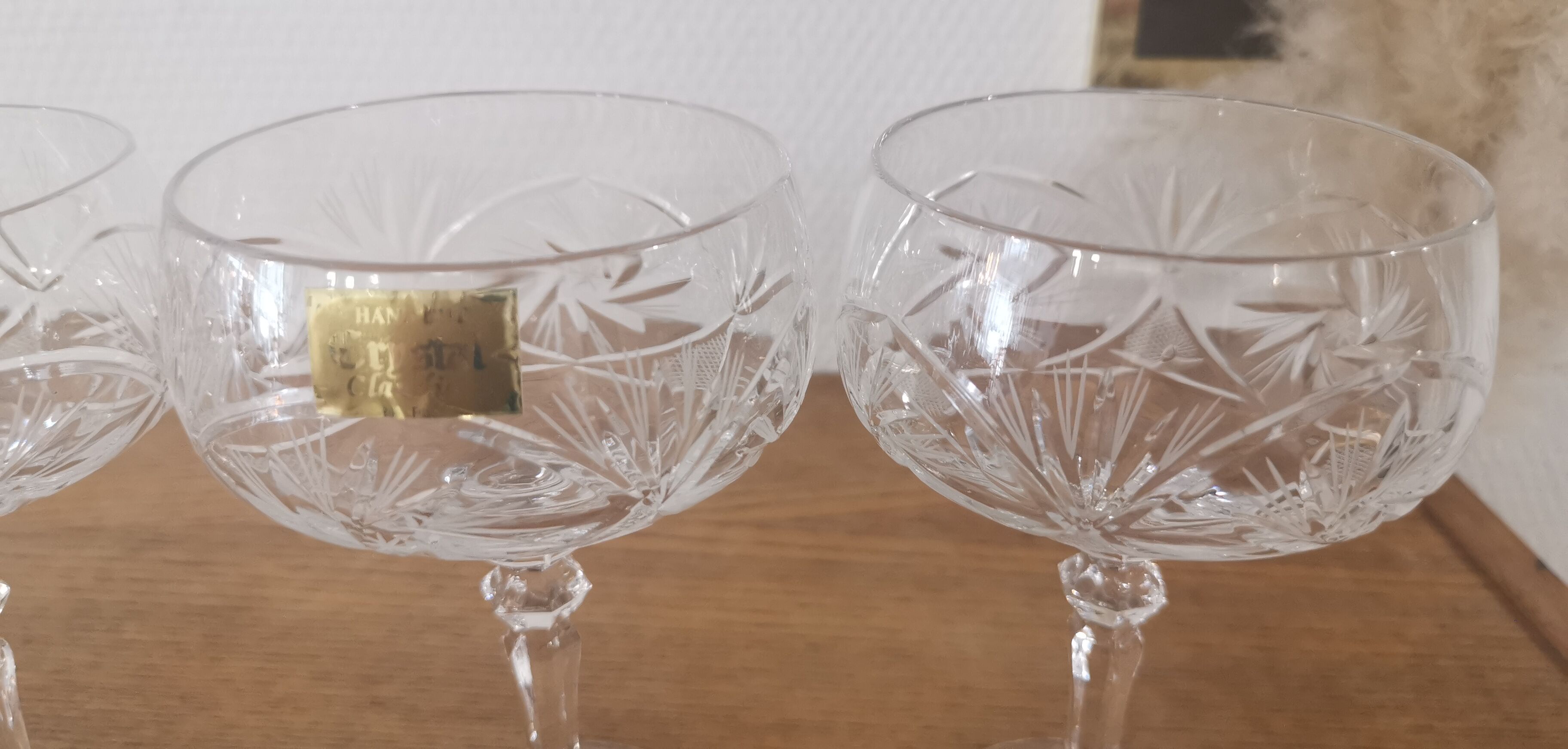 4 Champagne glasses in cut bohemian crystal Claudia