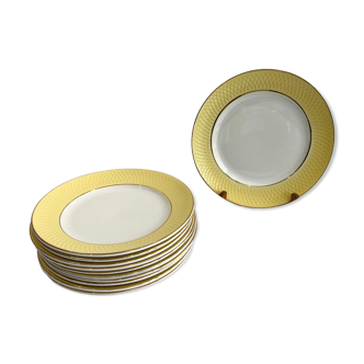 Assiettes plates moulin des loups jaune et doré