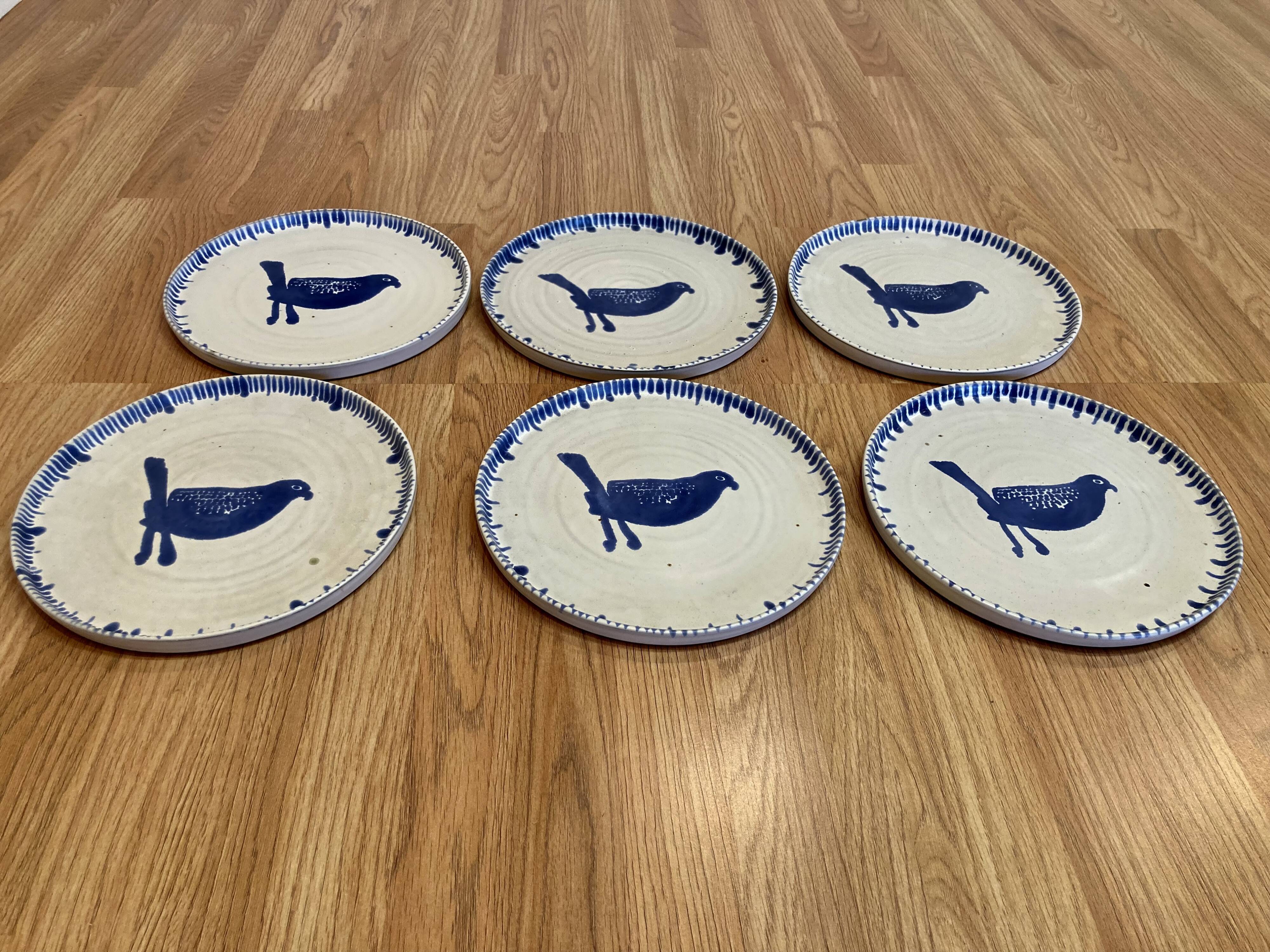 Set of 6 completely handmade plates.