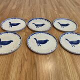 Set of 6 completely handmade plates.