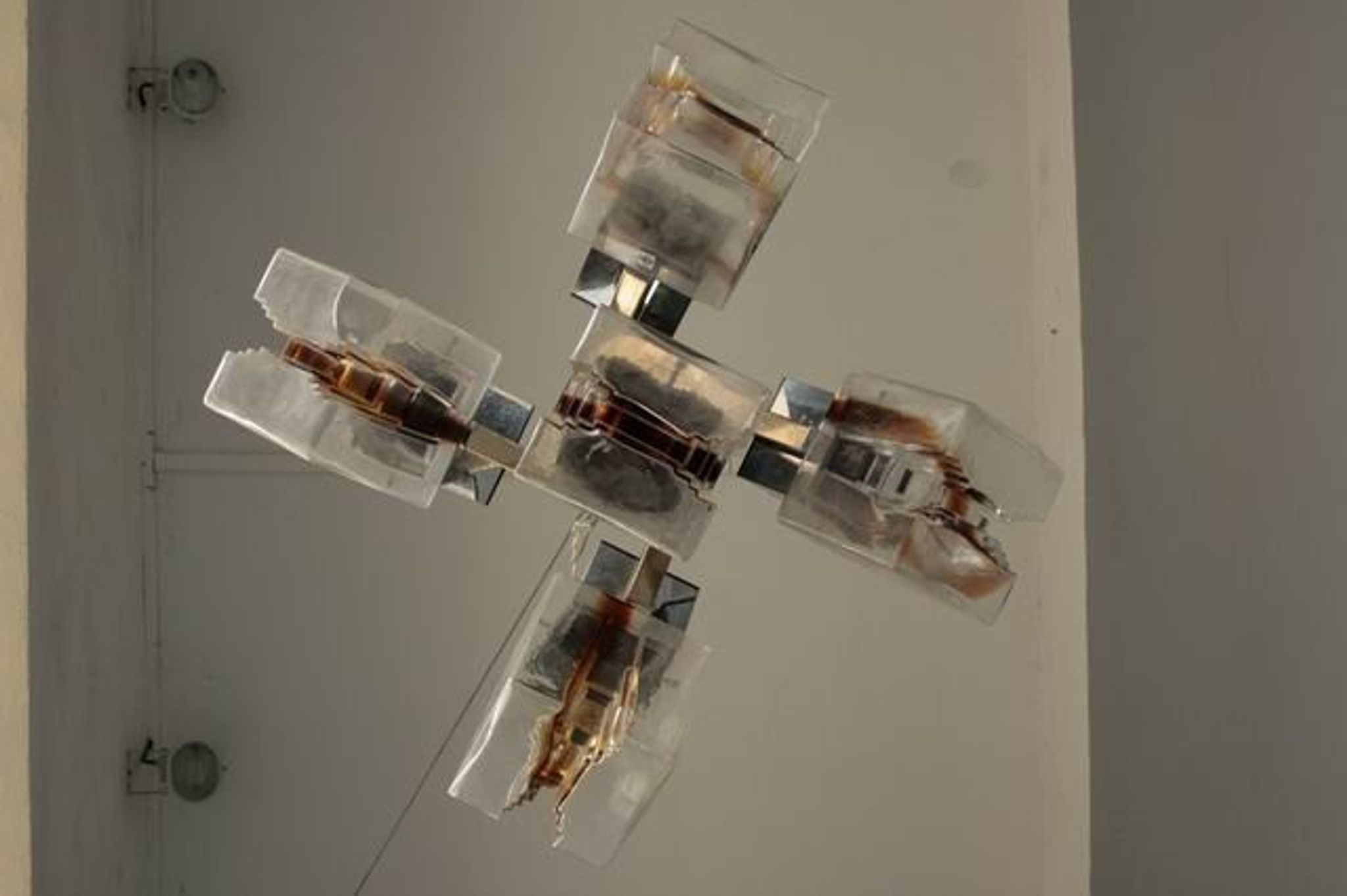 Chandelier 1970 design glass and stainless steel