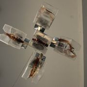 Chandelier 1970 design glass and stainless steel