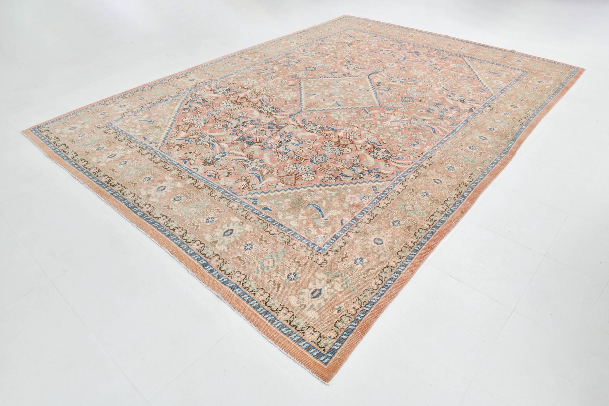 Pink Elegant Decorative Vintage Persian Rug For Living Room, 284x393 Cm