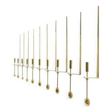 Group of 10 Swedish brass candle sconces by Pierre Forssell for Skultuna