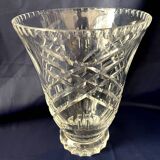 Crystal vase cut daum nancy france flared shape