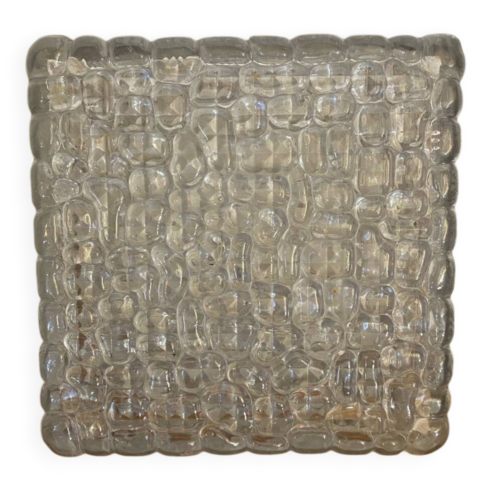 Antique Wall Lamp Ceiling Light Molded Glass + Vintage Black Metal Bracket