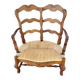 Provencal double armchair with woven rush in walnut