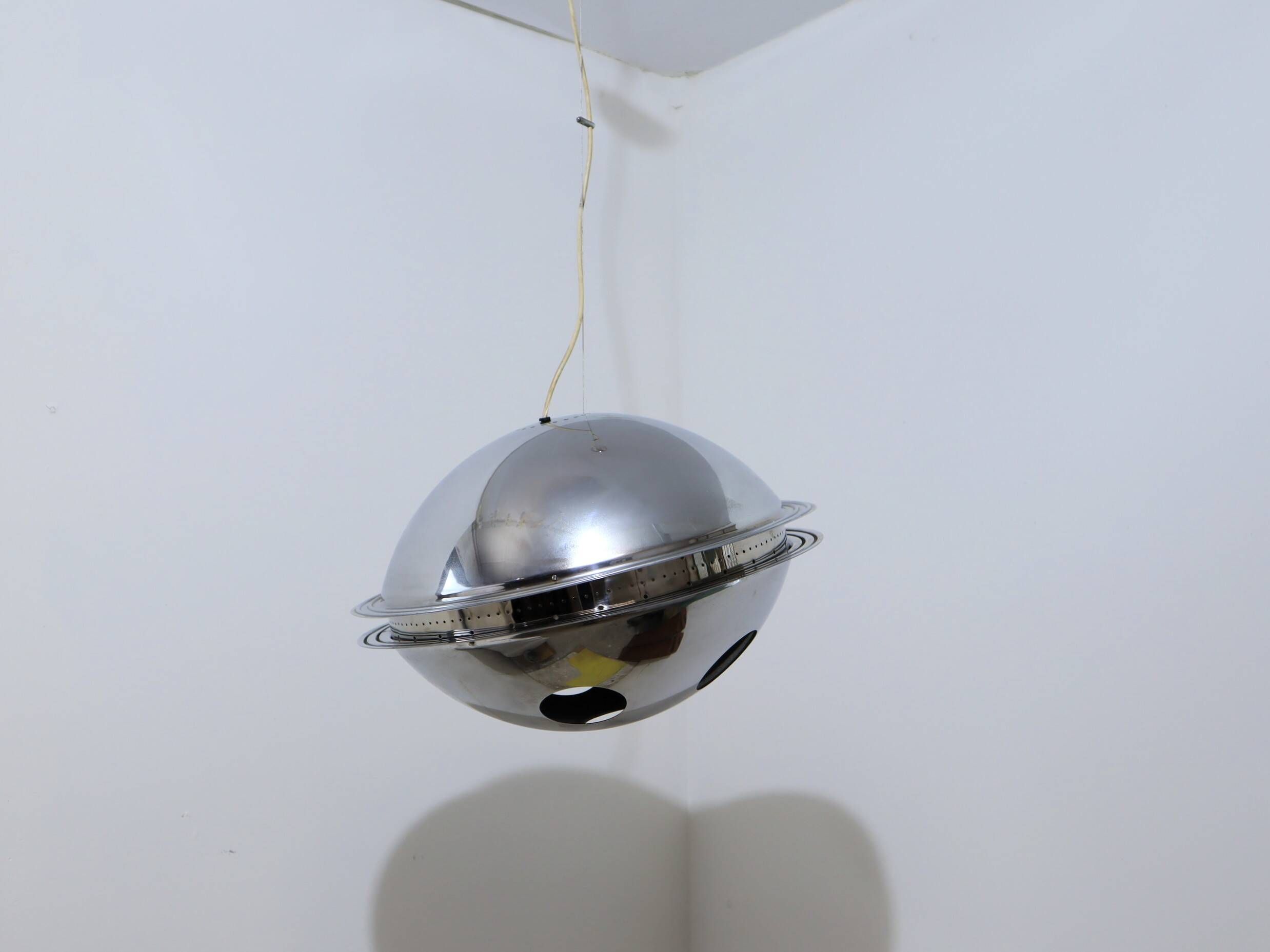 Vintage 'Vog' hanging steel lamp design by AZ Pavia, ITALY 1970s