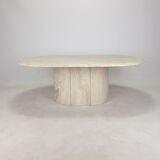 Italian Oval Travertine Coffee Table, 1984
